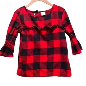 Carter’s 5T Buffalo Plaid Flannel Blouse Red and Black